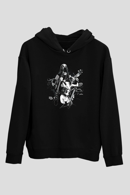 Belzebubs Baskılı Unisex Siyah Kapüşonlu Sweatshirt