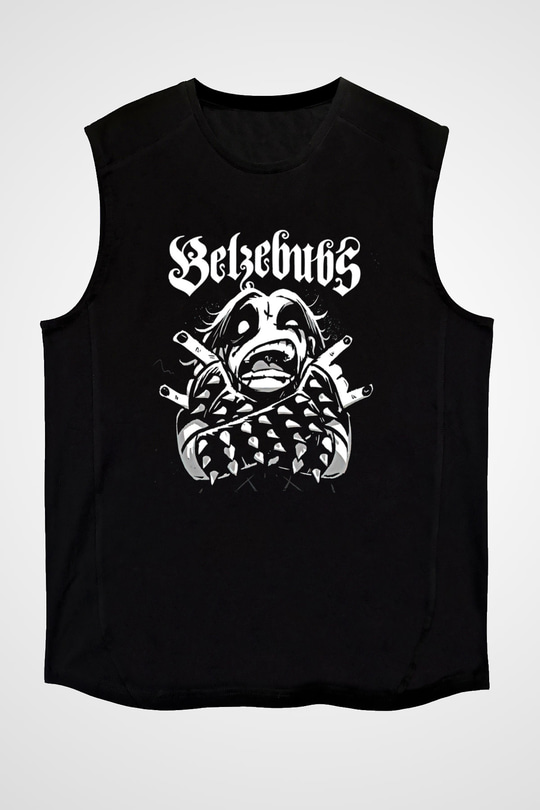 Belzebubs Baskılı Unisex Siyah Kolsuz Tişört - Tshirt