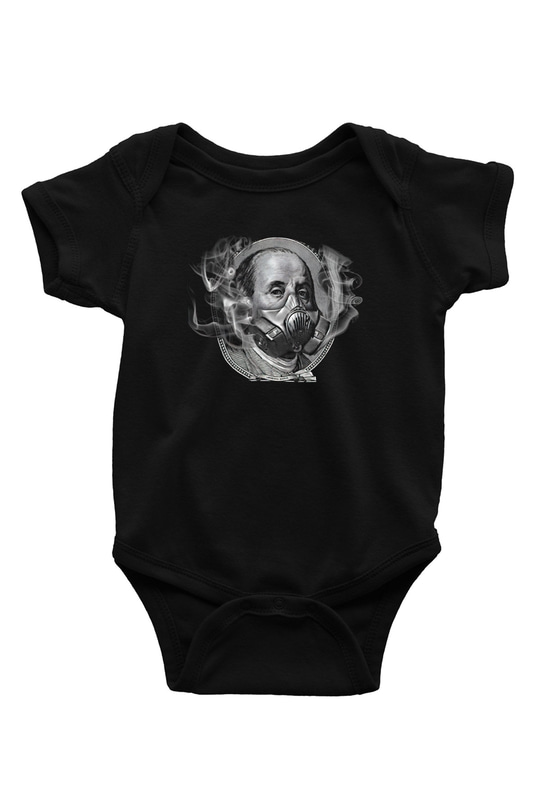 Benjamin Franklin Siyah Bebek Body - Zıbın
