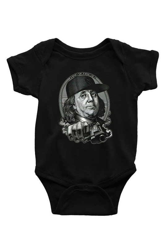 Benjamin Franklin Siyah Bebek Body - Zıbın