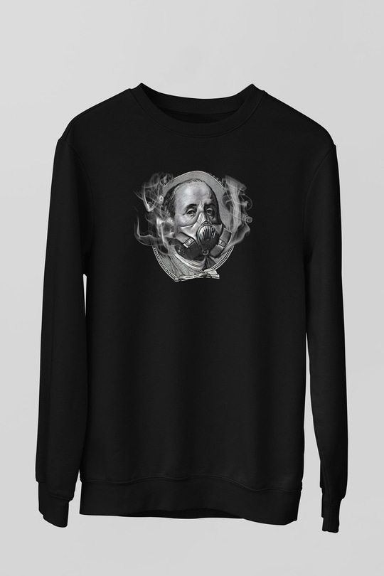 Benjamin Franklin Siyah Unisex Sweatshirt