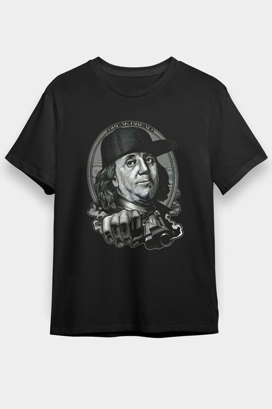 Benjamin Franklin Siyah Unisex Tişört T-Shirt - TişörtFabrikası