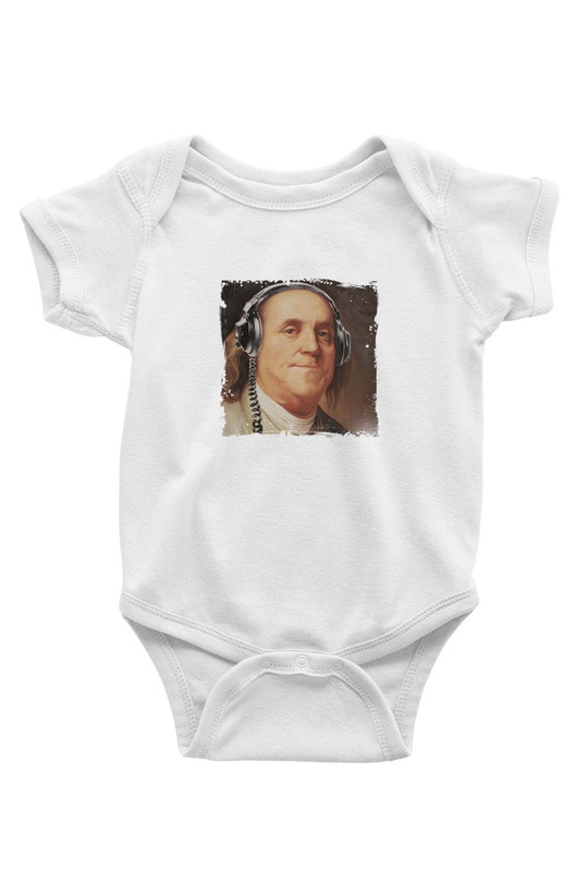 Benjamin Franklin Unisex Baskılı Beyaz Bebek Body - Zıbın