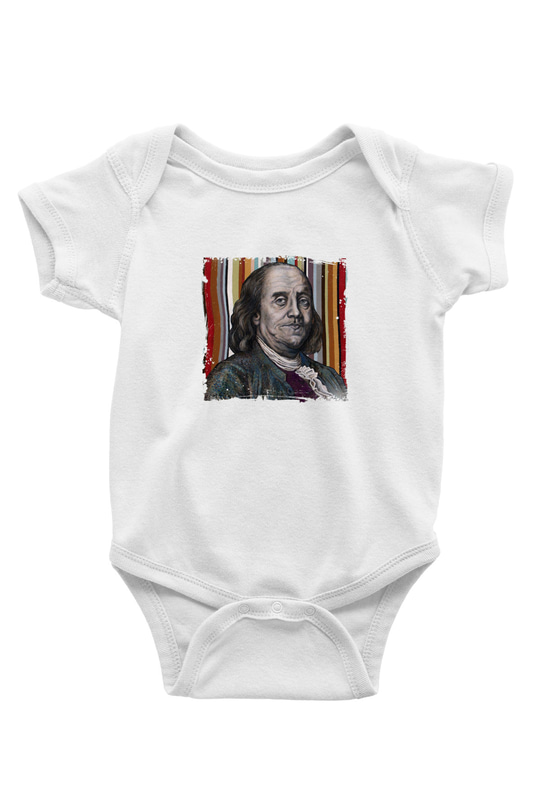 Benjamin Franklin Unisex Baskılı Beyaz Bebek Body - Zıbın