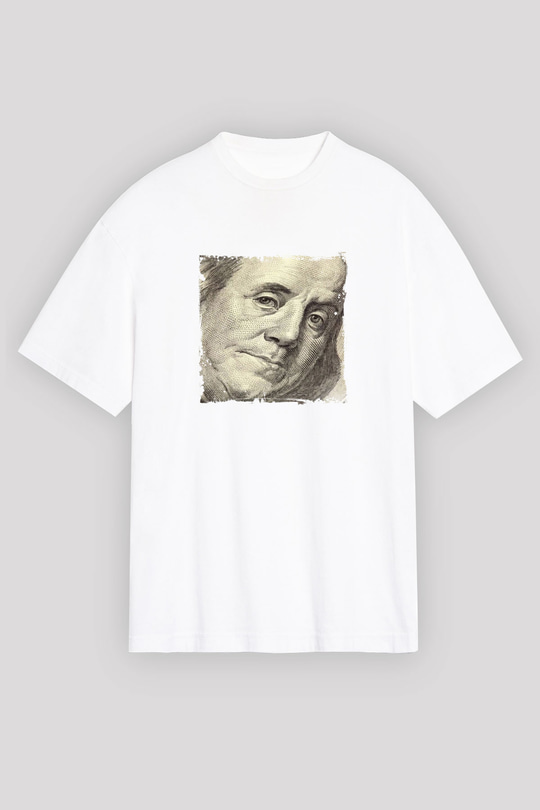 Benjamin Franklin Unisex Baskılı Beyaz Tişört