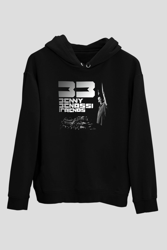 Benny Benassi Siyah Unisex Kapüşonlu Sweatshirt