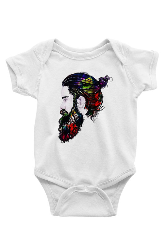 Berber Baskılı Beyaz Unisex Bebek Body - Zıbın