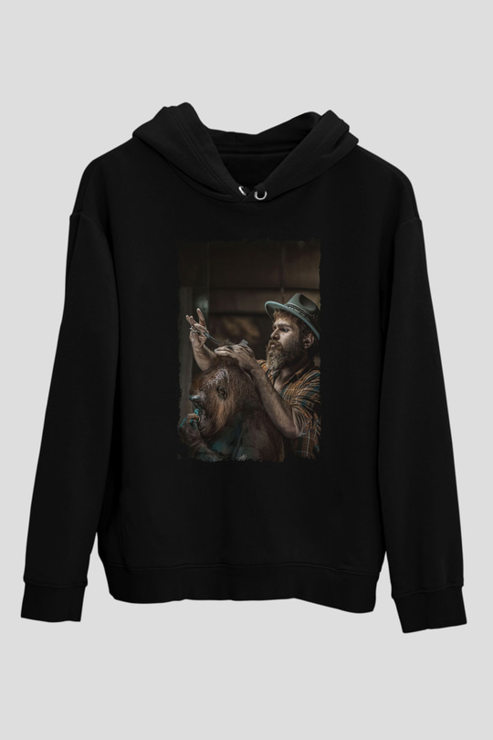 Berber Siyah Unisex Kapüşonlu Sweatshirt