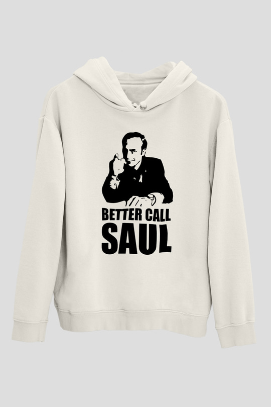 Better Call Saul Beyaz Unisex Kapşonlu Sweatshirt