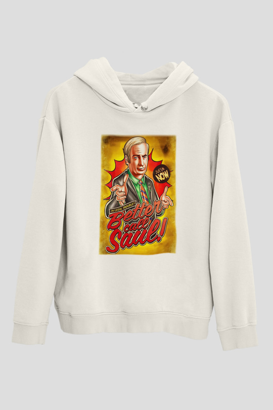 Better Call Saul Beyaz Unisex Kapşonlu Sweatshirt