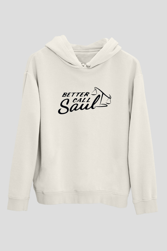 Better Call Saul Beyaz Unisex Kapşonlu Sweatshirt