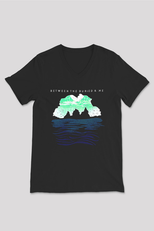 Between The Buried And Me Baskılı Unisex Siyah V Yaka Tişört - Tshirt