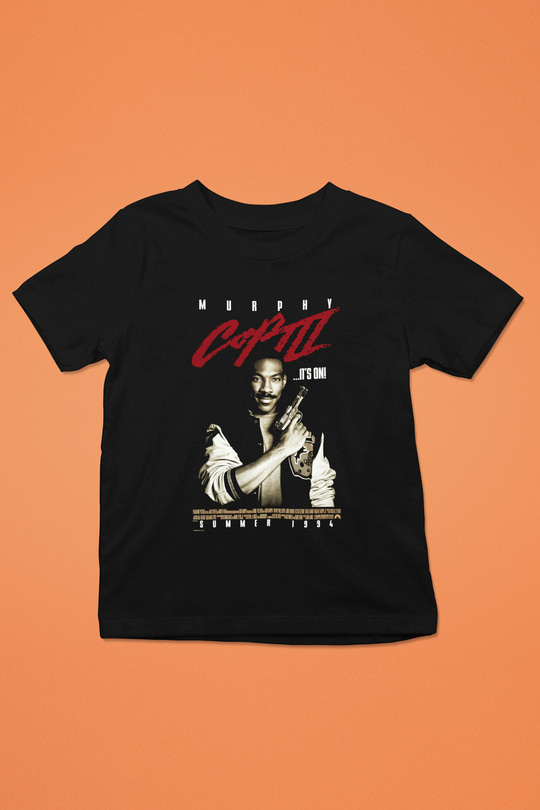 Beverly Hills Cop Baskılı Siyah Unisex Çocuk Tişört