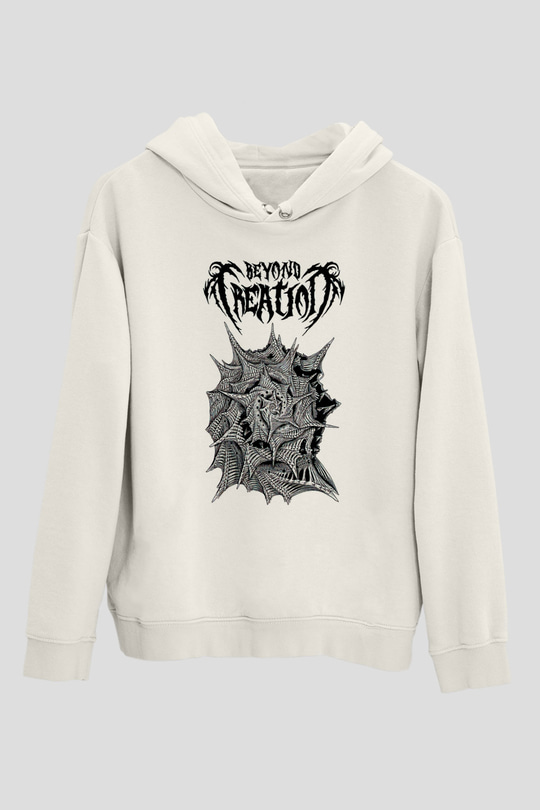 Beyond Creation Baskılı Beyaz Unisex Kapüşonlu Sweatshirt