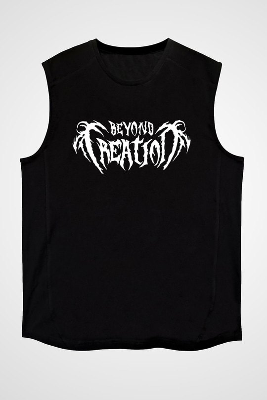 Beyond Creation Baskılı Unisex Siyah Kolsuz Tişört - Tshirt