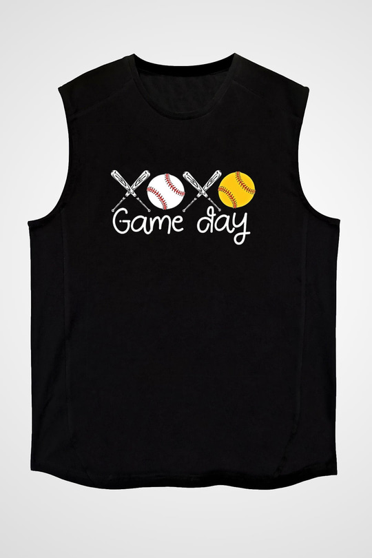 Beyzbol - Baseball Baskılı Unisex Siyah Kolsuz Tişört