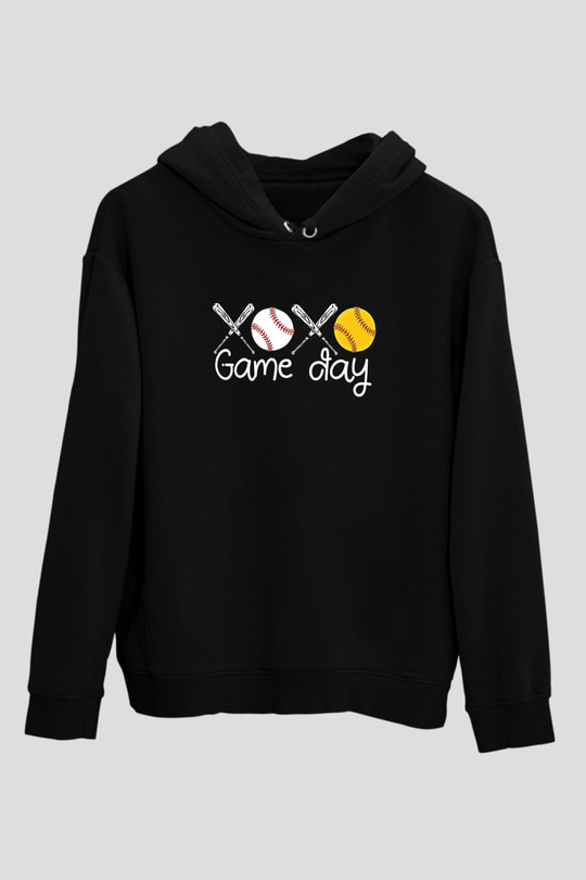 Beyzbol - Baseball Baskılı Unisex Siyah Hoodie