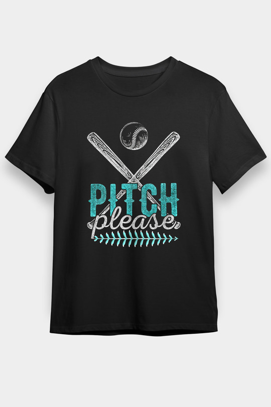 Beyzbol - Baseball Baskılı Unisex Siyah Tişört - Tshirt