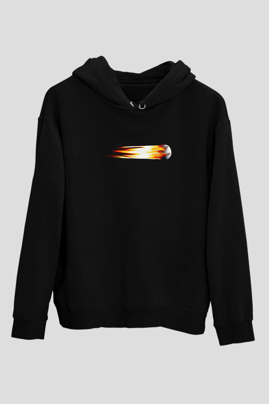 Beyzbol - Baseball Baskılı Unisex Siyah Hoodie