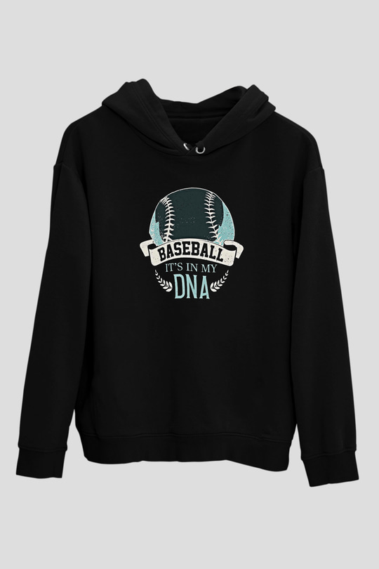 Beyzbol - Baseball Baskılı Unisex Siyah Hoodie