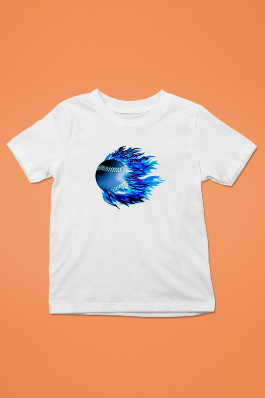 Beyzbol Baskılı Unisex Beyaz Çocuk Tişört - Tshirt