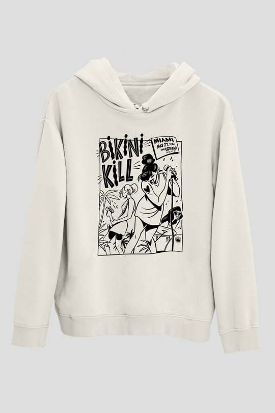 Bikini Kill Baskılı Beyaz Unisex Kapüşonlu Sweatshirt