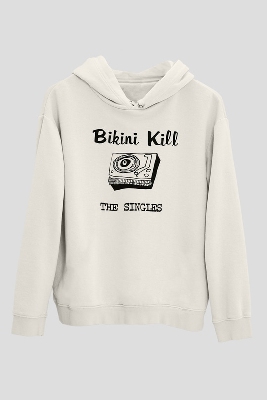 Bikini Kill Baskılı Beyaz Unisex Kapüşonlu Sweatshirt