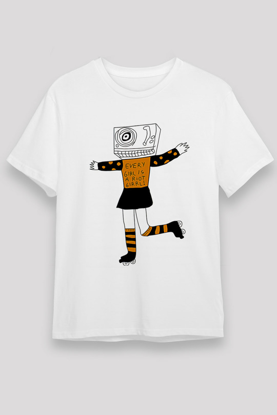 Bikini Kill Baskılı Unisex Beyaz Tişört - Tshirt