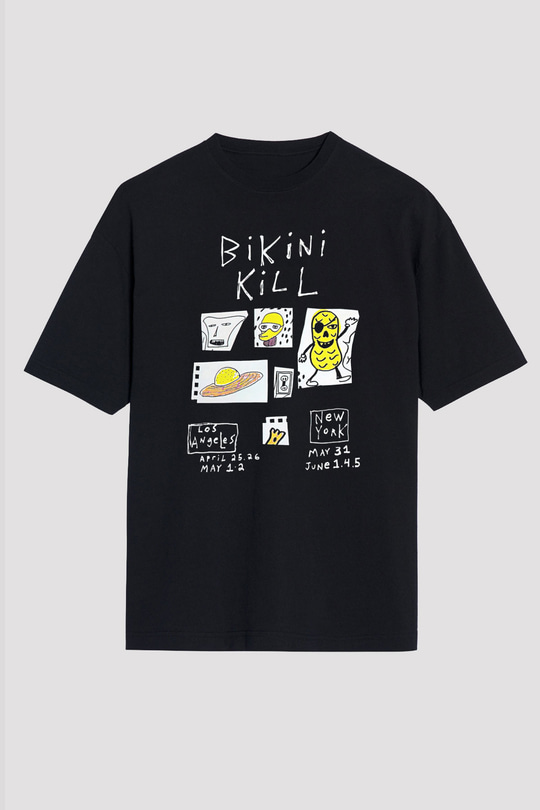 Bikini Kill Baskılı Unisex Siyah Oversize Tişört - Tshirt
