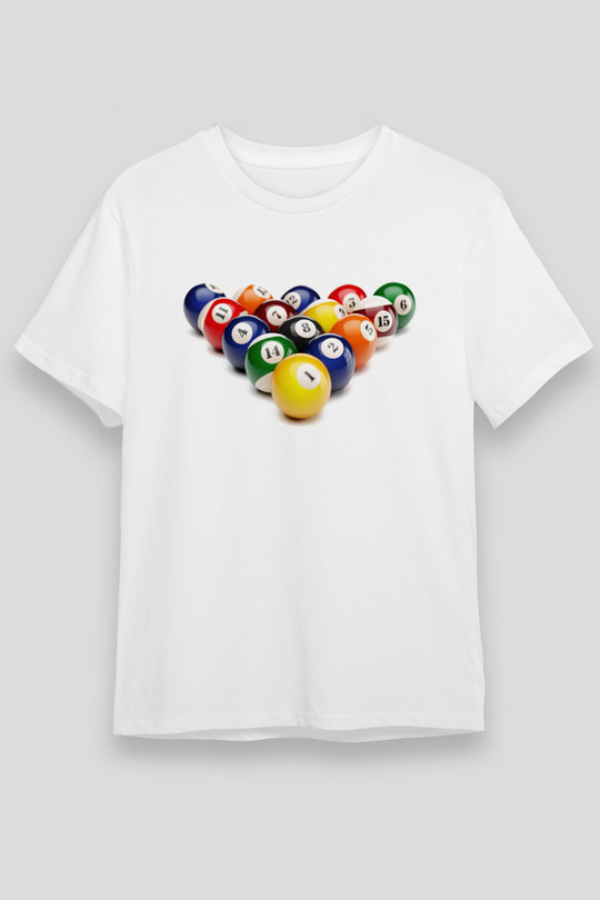 Bilardo Beyaz Unisex Tişört T-Shirt - TişörtFabrikası
