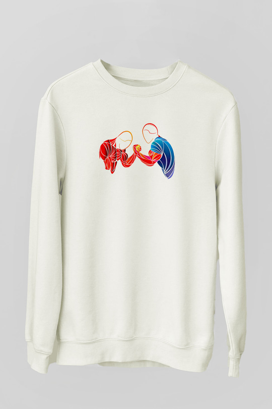 Bilek Güreşi Baskılı Unisex Ekru Sweatshirt