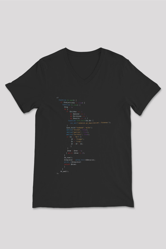 Bilgisayar programcısı Siyah Unisex V Yaka Tişört