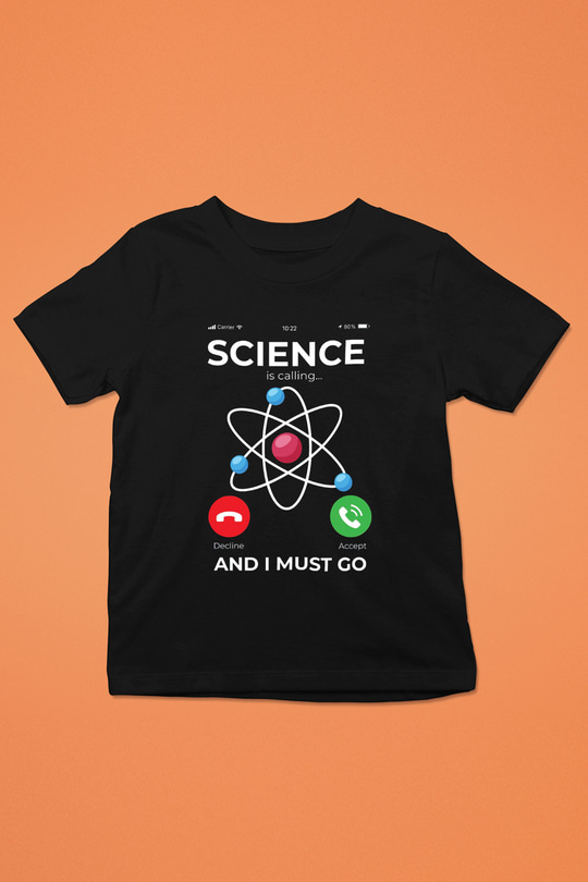 Bilim Arıyor Baskılı Unisex Siyah Çocuk Tişörtü - Tshirt
