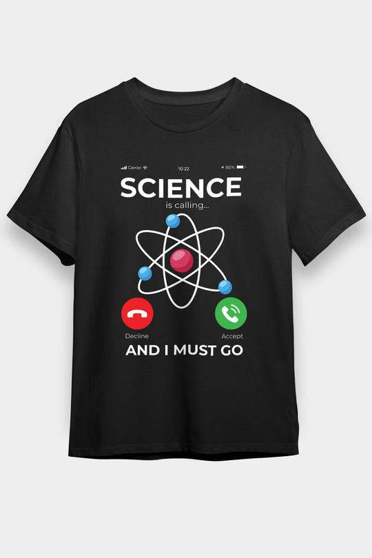 Bilim Arıyor Baskılı Unisex Siyah Tişört - Tshirt