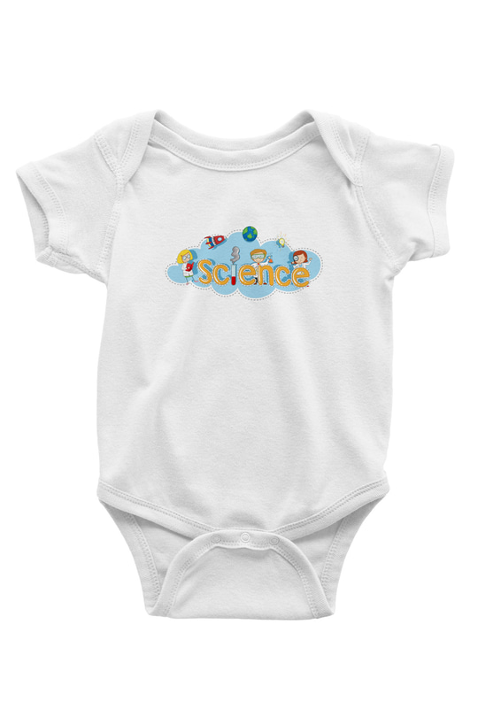 Bilim Baskılı Unisex Beyaz Bebek Body - Zıbın