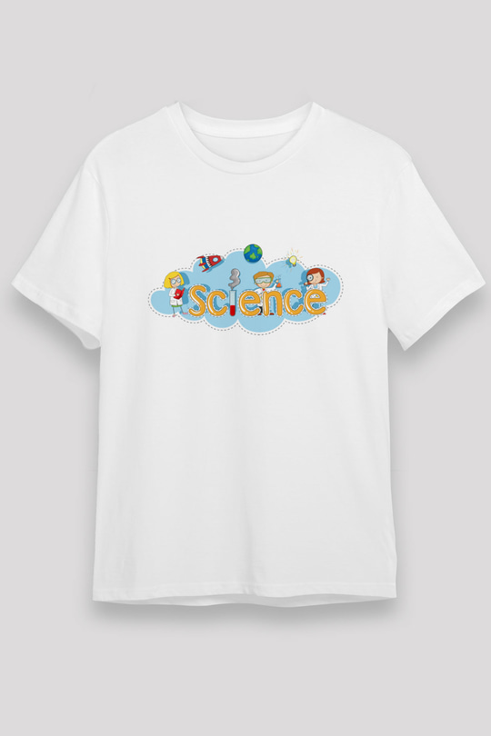 Bilim Baskılı Unisex Beyaz Tişört