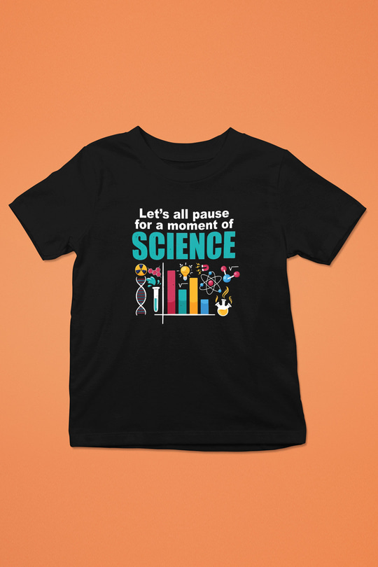 Bilim Fizik Kimya Biyoloji Baskılı Unisex Siyah Çocuk Tişörtü - Tshirt