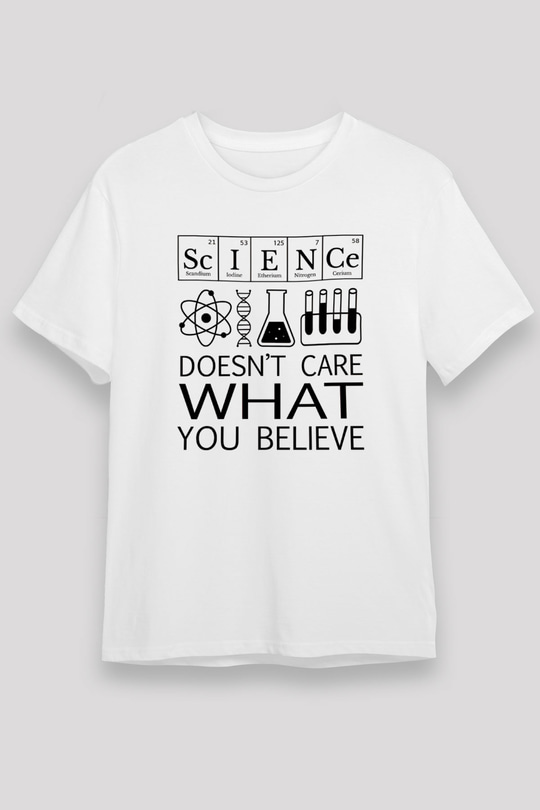 Bilim Laboratuar Araçları Baskılı Unisex Beyaz Tişört - Tshirt