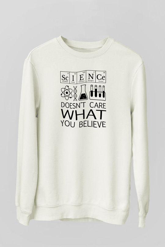 Bilim Laboratuar Araçları Baskılı Unisex Ekru Sweatshirt