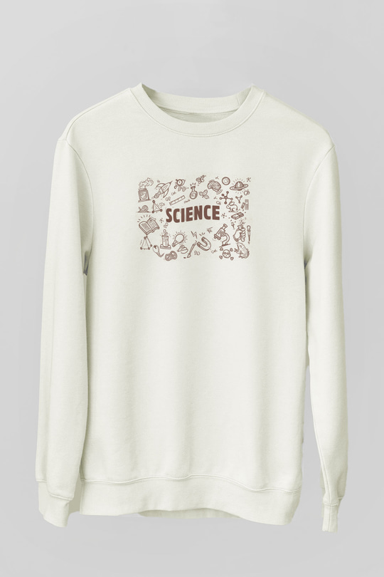 Bilim Sembolleri Baskılı Unisex Beyaz Sweatshirt