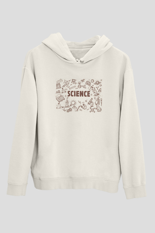 Bilim Sembolleri Baskılı Unisex Beyaz Hoodie
