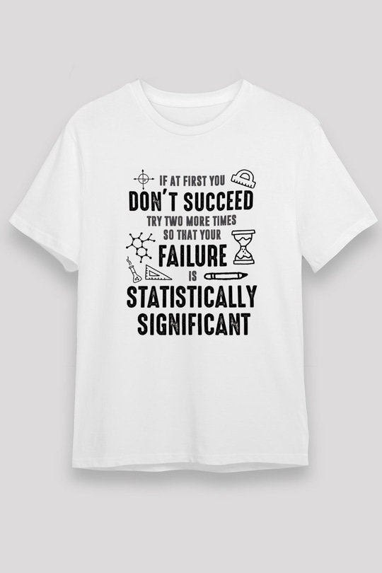 Bilim Yazı Baskılı Unisex Beyaz Tişört - Tshirt