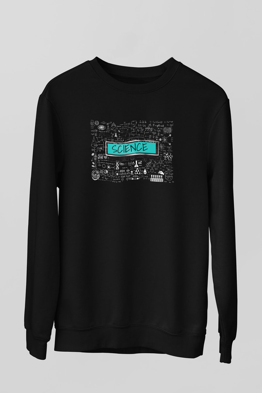 Bilimin Tüm Dalları Semboller Baskılı Unisex Siyah Sweatshirt