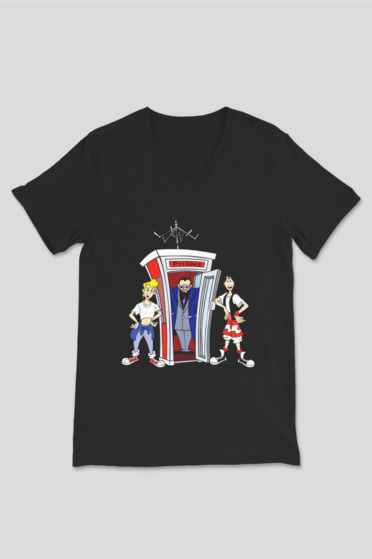 Bill and Ted's Excellent Adventure Siyah Unisex V Yaka Tişört