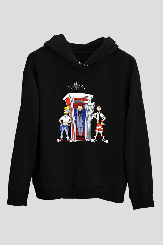 Bill and Ted's Excellent Adventure Siyah Unisex Kapüşonlu Sweatshirt