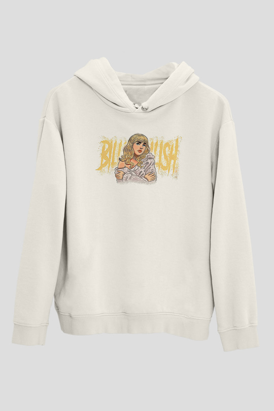 Billie Eilish Baskılı Beyaz Unisex Kapüşonlu Sweatshirt