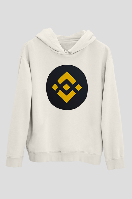Binance Baskılı Beyaz Unisex Hoodie