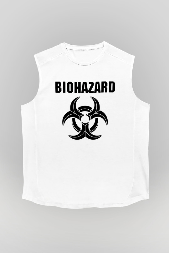 Biohazard Beyaz Unisex Kolsuz Tişört