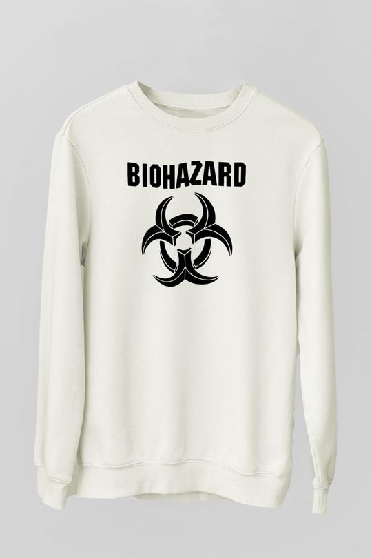 Biohazard Beyaz Unisex Sweatshirt