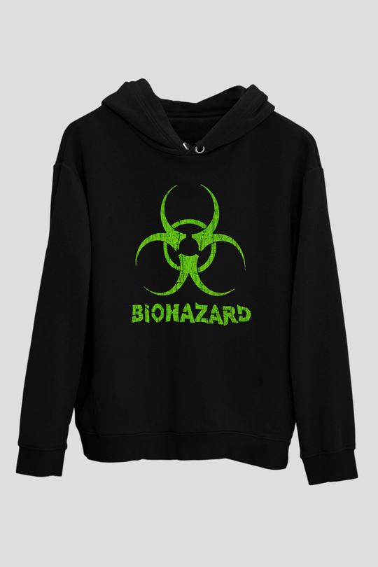 Biohazard Siyah Unisex Kapüşonlu Sweatshirt